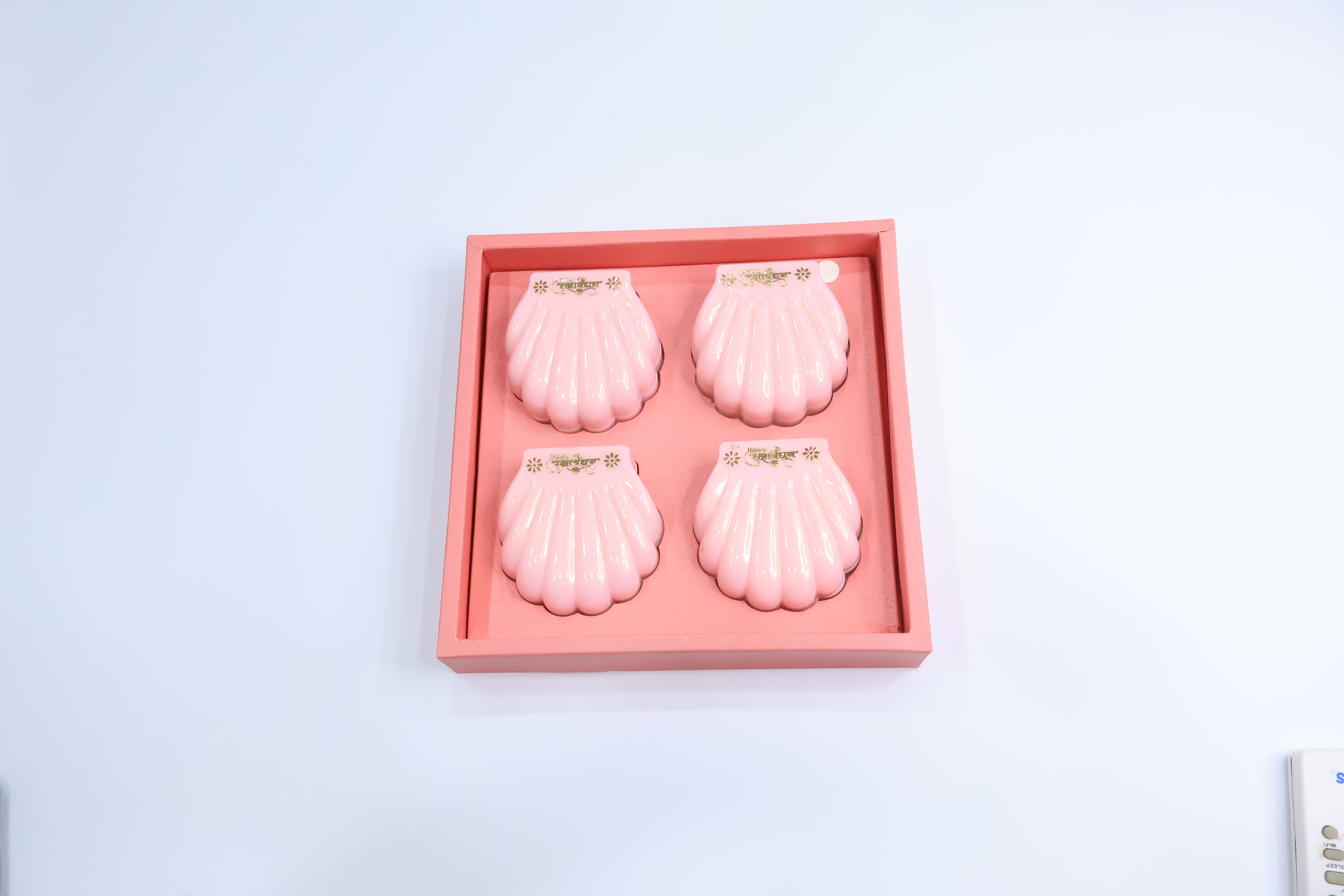 4 Pc Om Rakhi Set with Gold-Plated Dial, Pink & Red Beads â€“ Premium Designer Gift Box for Raksha Bandhan