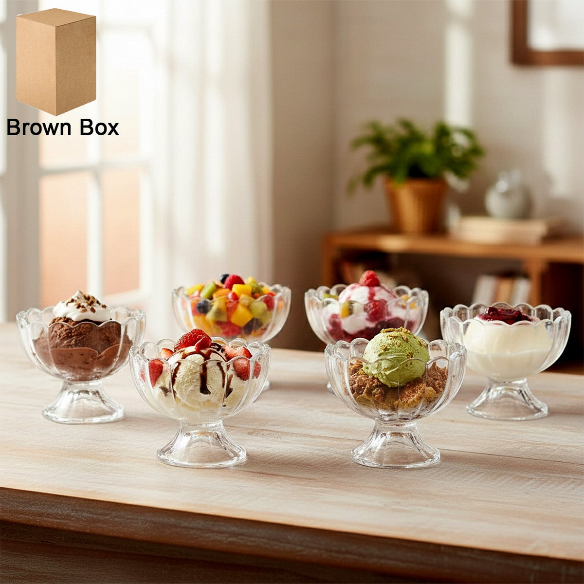 Lunchie Bunchie 6-piece brown serving dessert bowls set