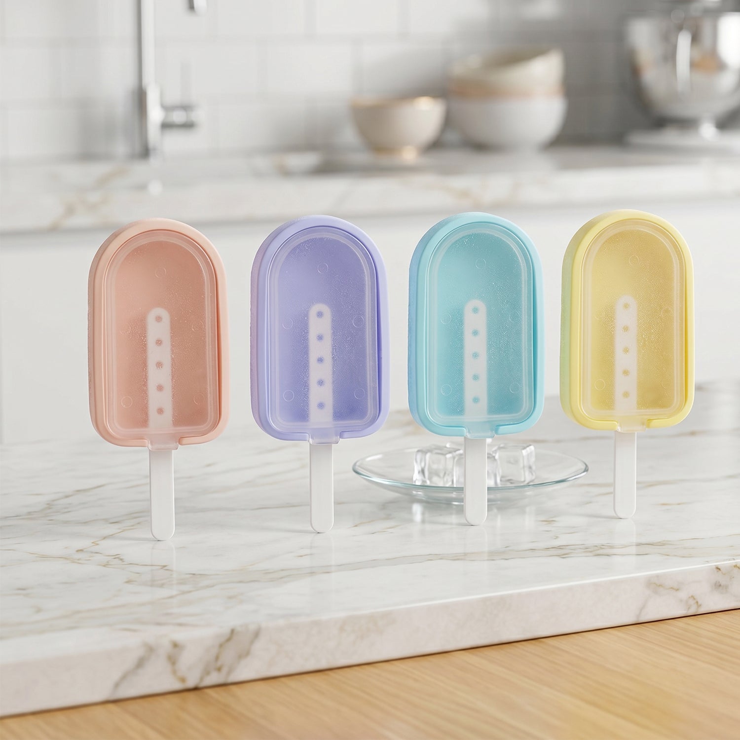 Kids enjoying homemade frozen popsicles from silicone molds