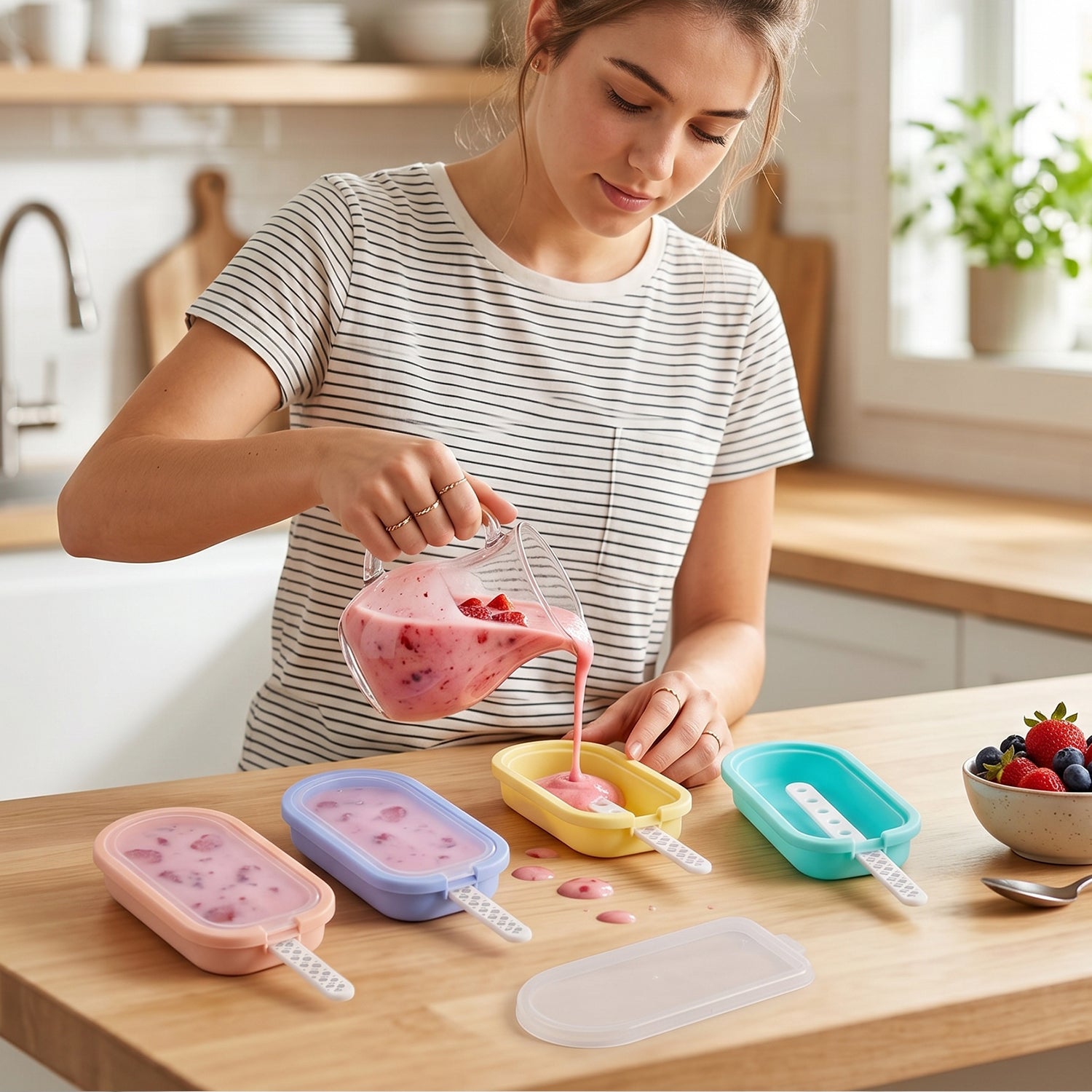 Flexible silicone mold releasing homemade frozen popsicle