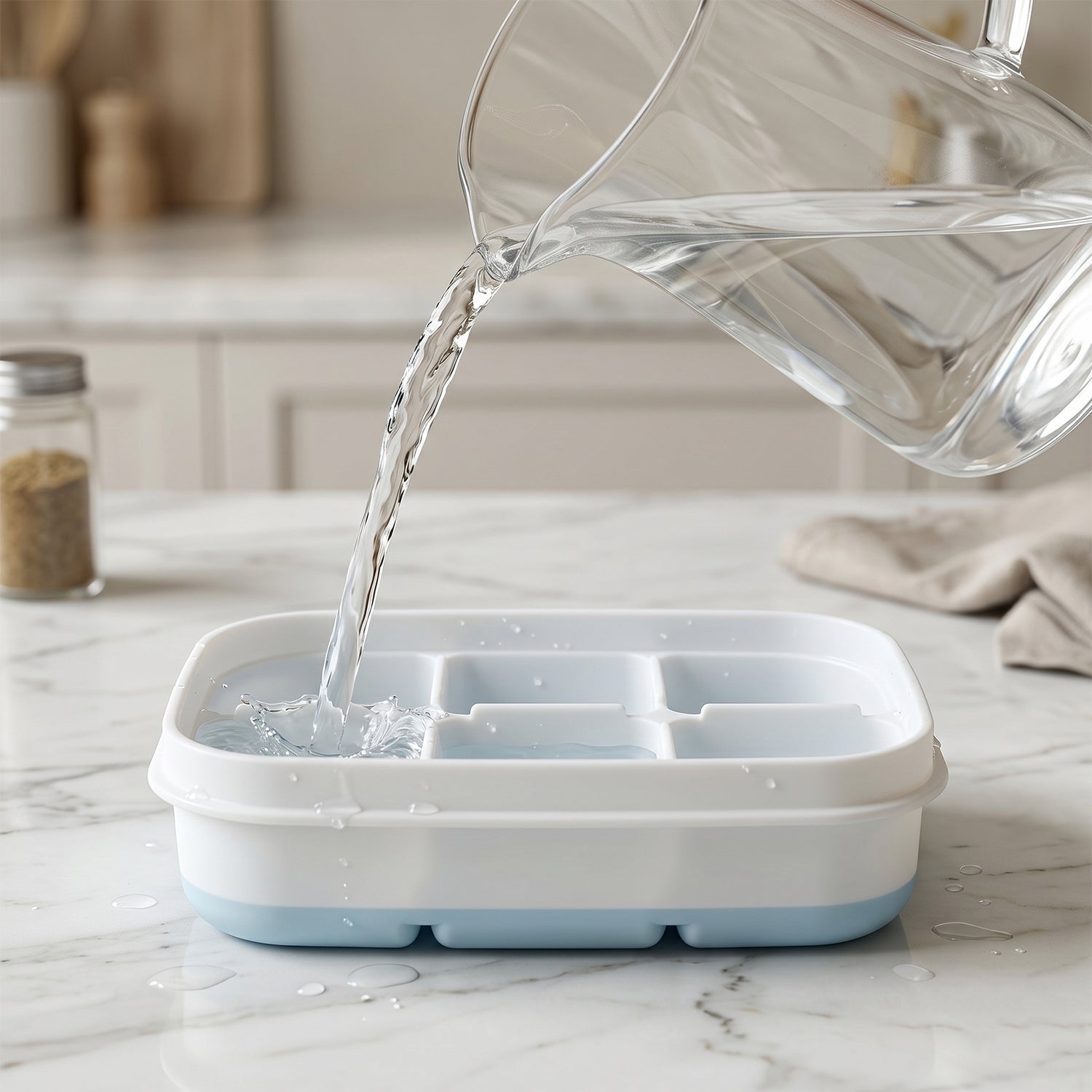 Mini Plastic 6 Cavity Ice Tray - Freeze & Fresh, Compact Ice Cube Tray