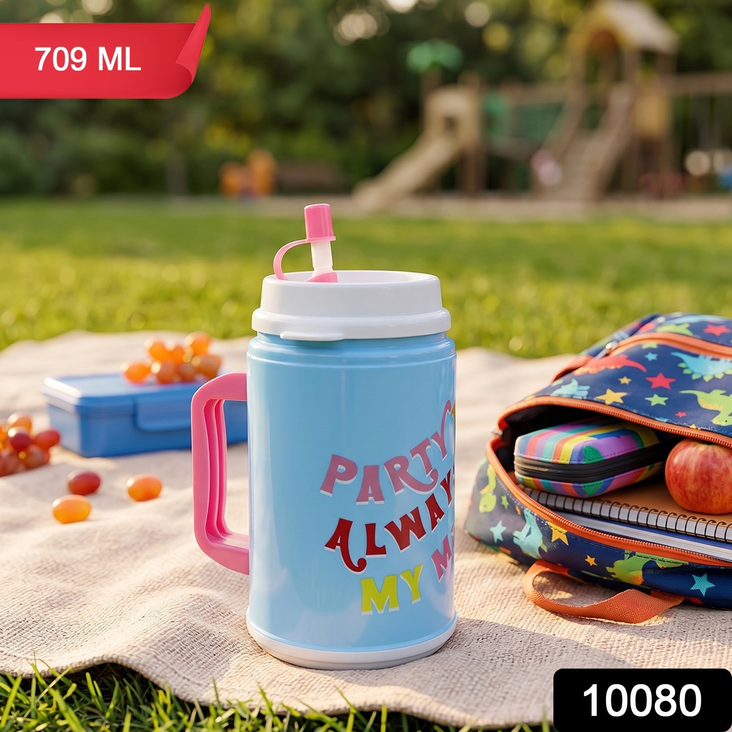 Insulated mug with handle and leak resistant lid