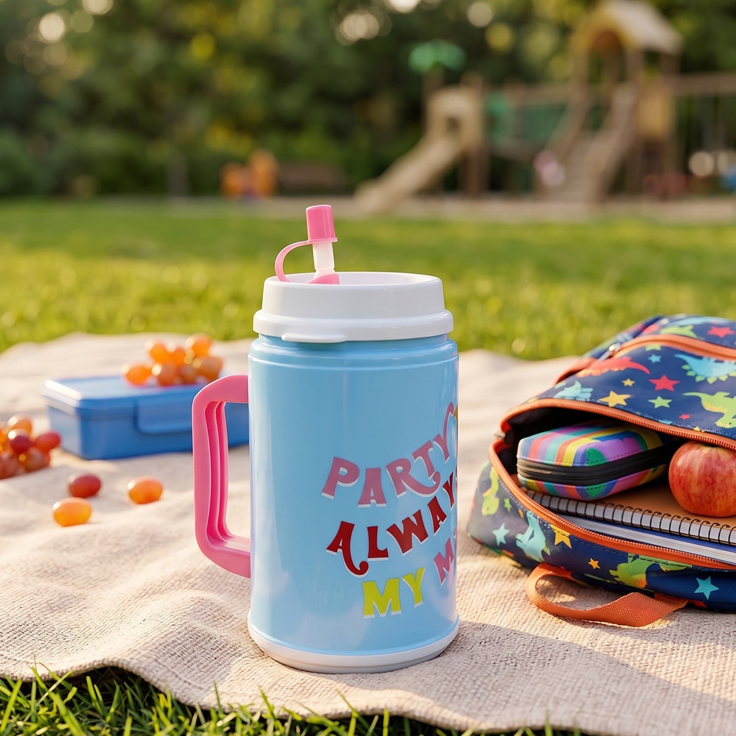 Plastic insulated mug leak-resistant lid detail