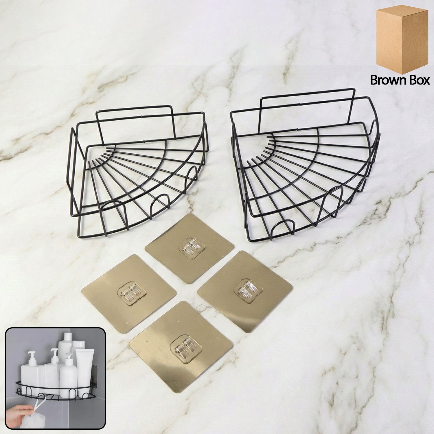 2 Pc Iron Shower Caddy Corner for bathroom storage