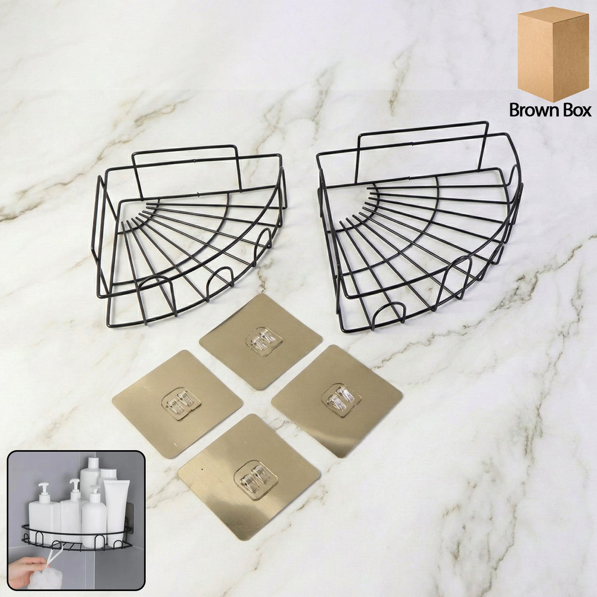 2 Pc Iron Shower Caddy Corner for bathroom storage