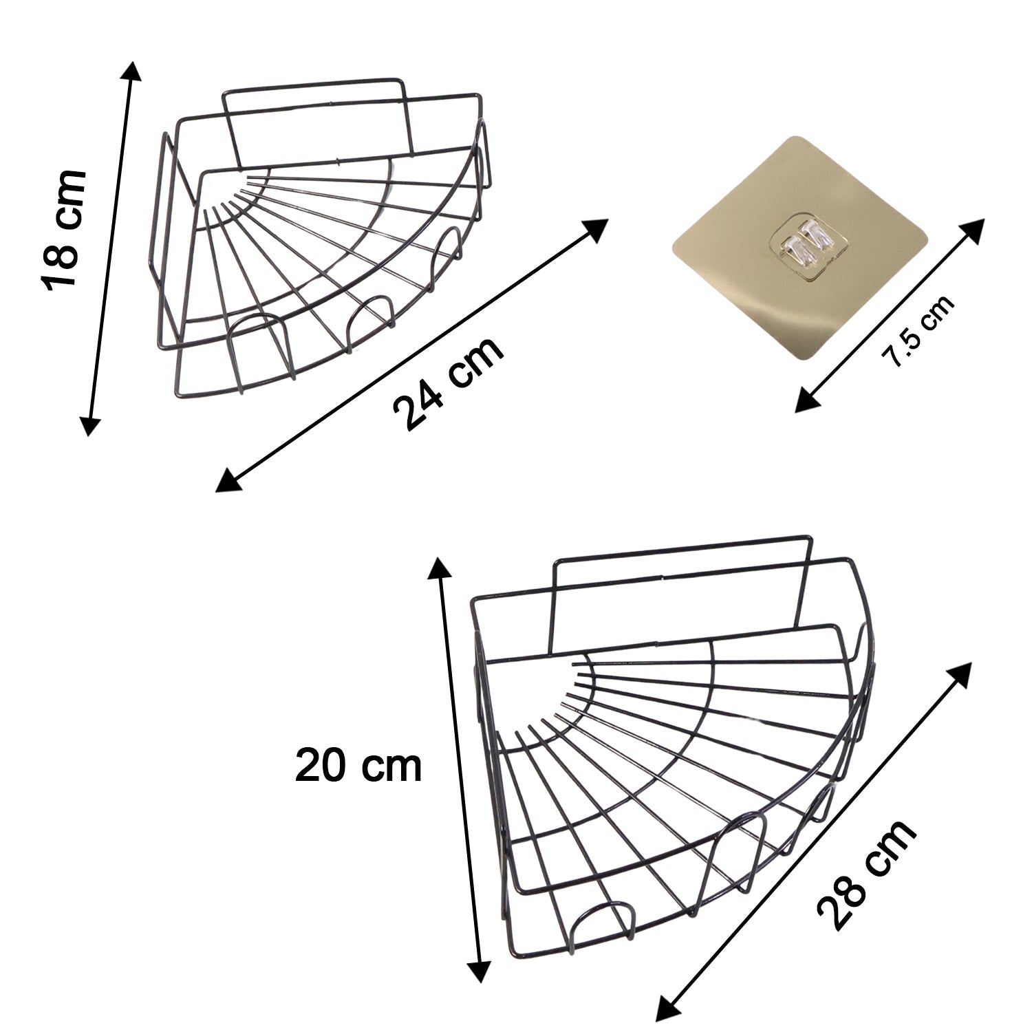 Size dimensions of 2 Pc Iron Shower Caddy Corner