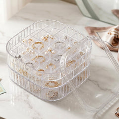 Transparent Jewellery Storage Box 3 Layer Multi Compartment Organizer (1 Pc)