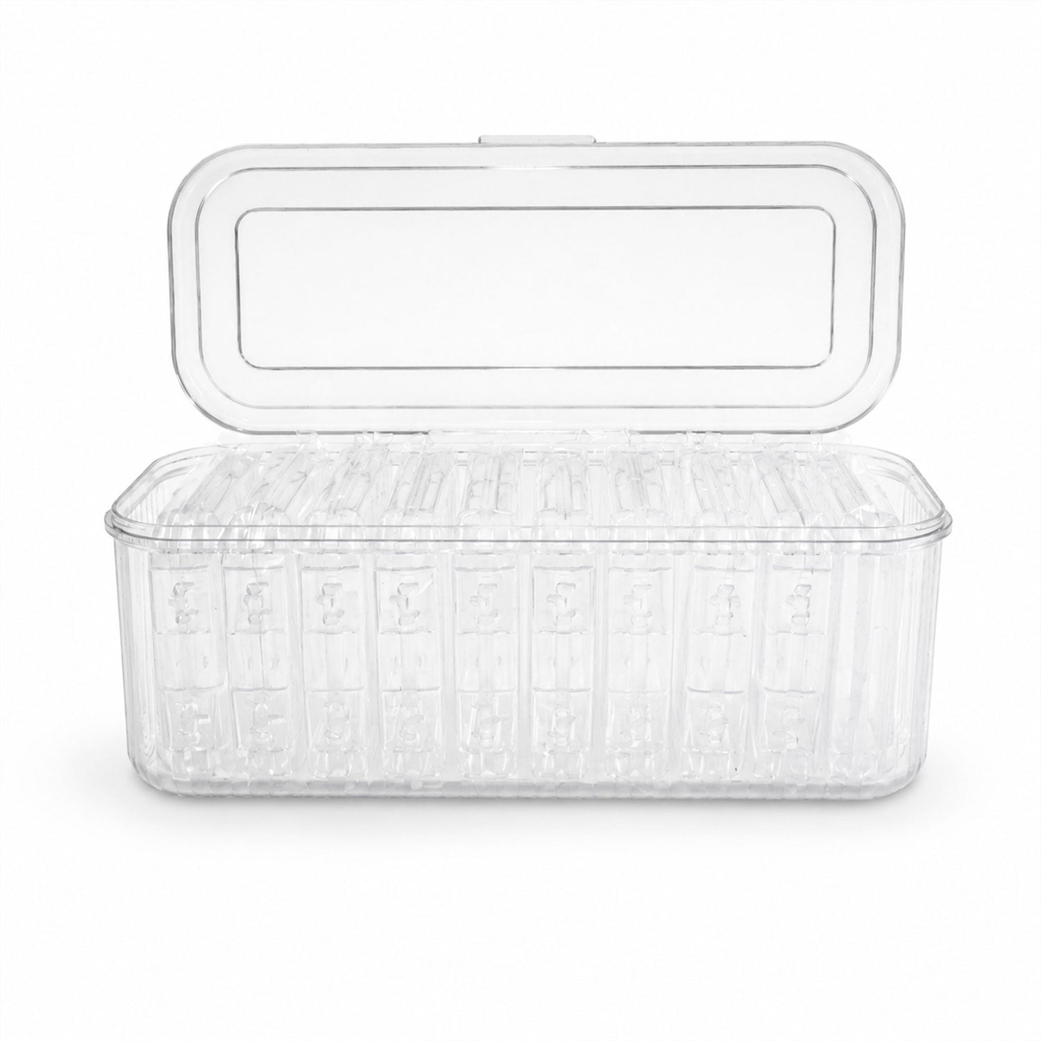 Versatile acrylic storage box for jewelry with clear see-through design and secure closure.