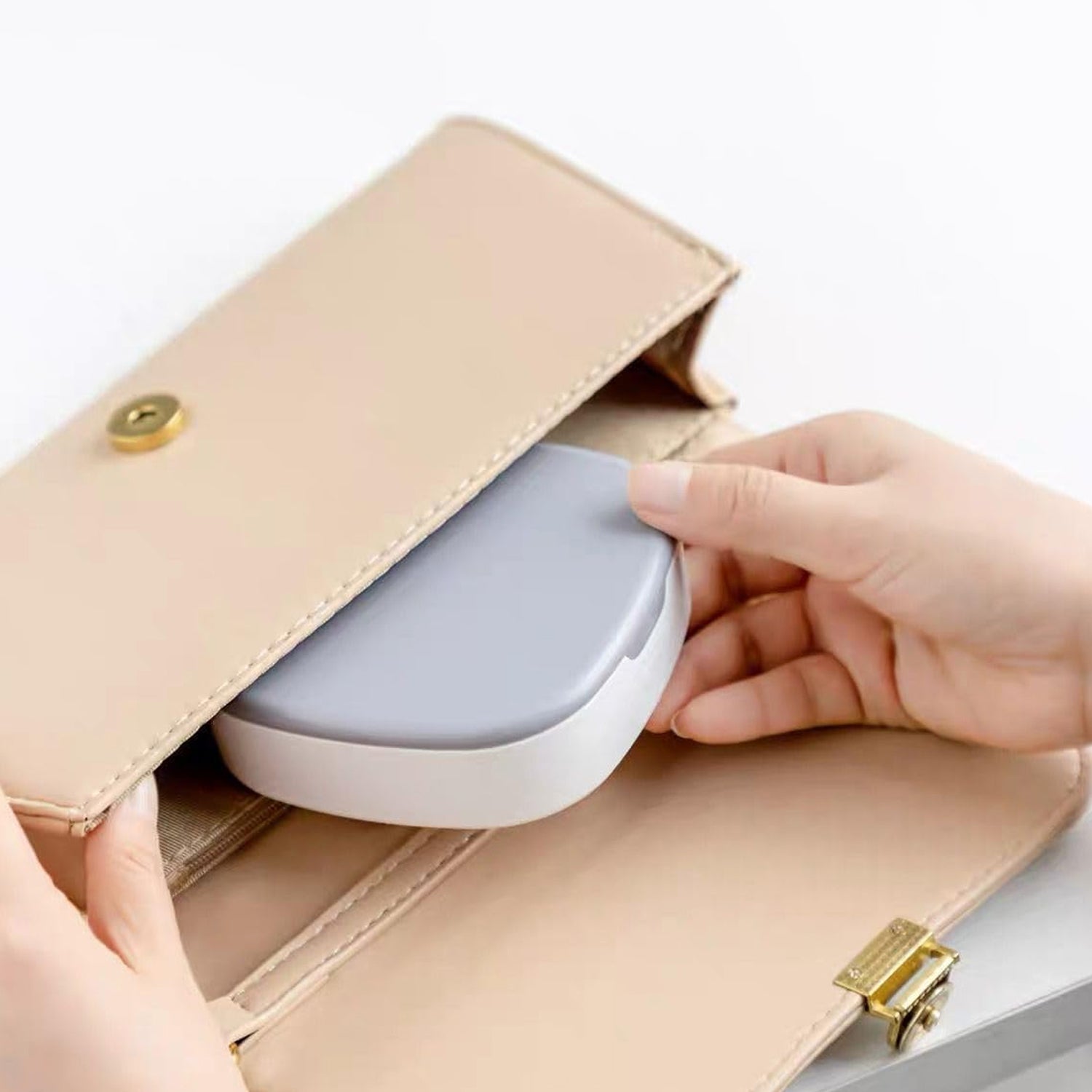 Open view of plastic jewelry box compartments