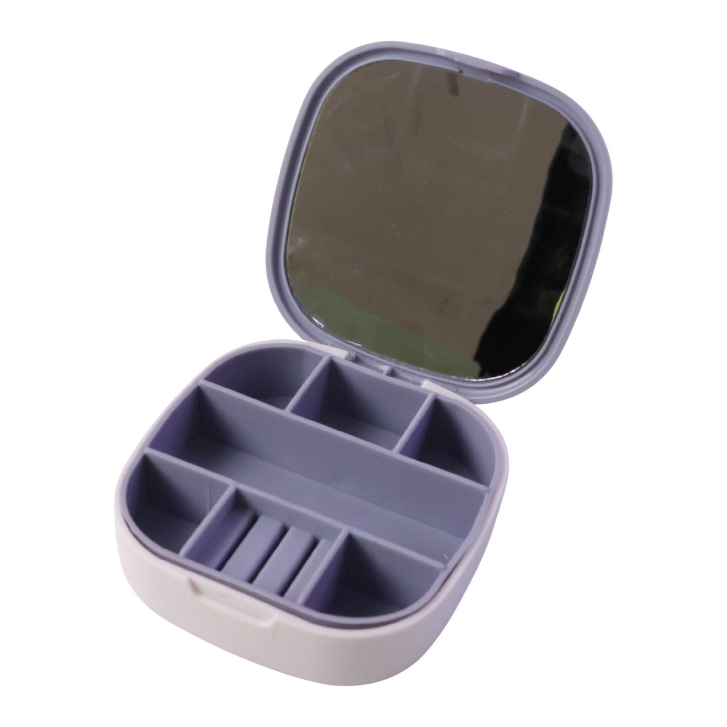 Plastic Jewelry Storage Box with Built-in Mirror (1 Pc)