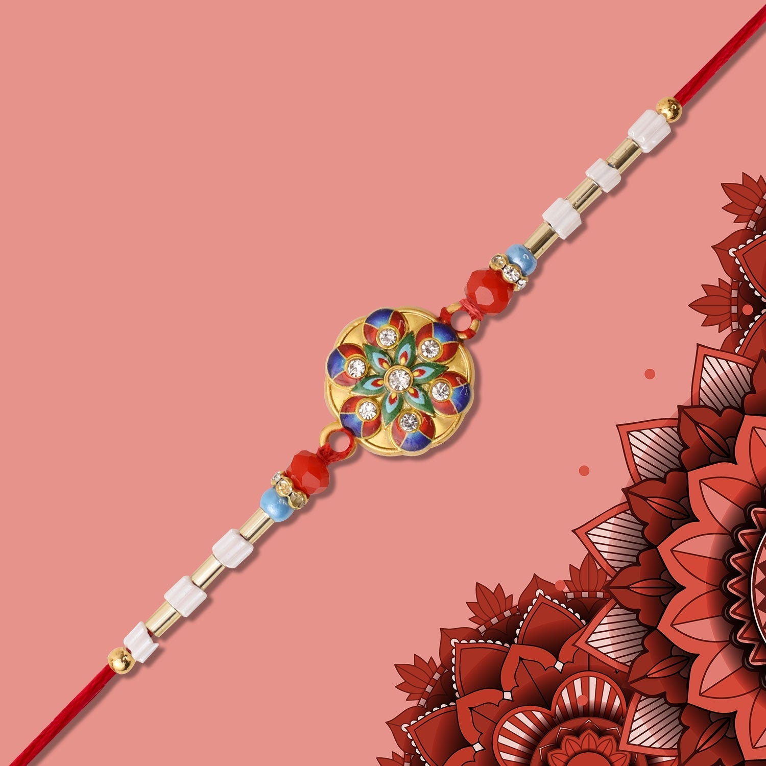 Blue & Red Petal Rakhi