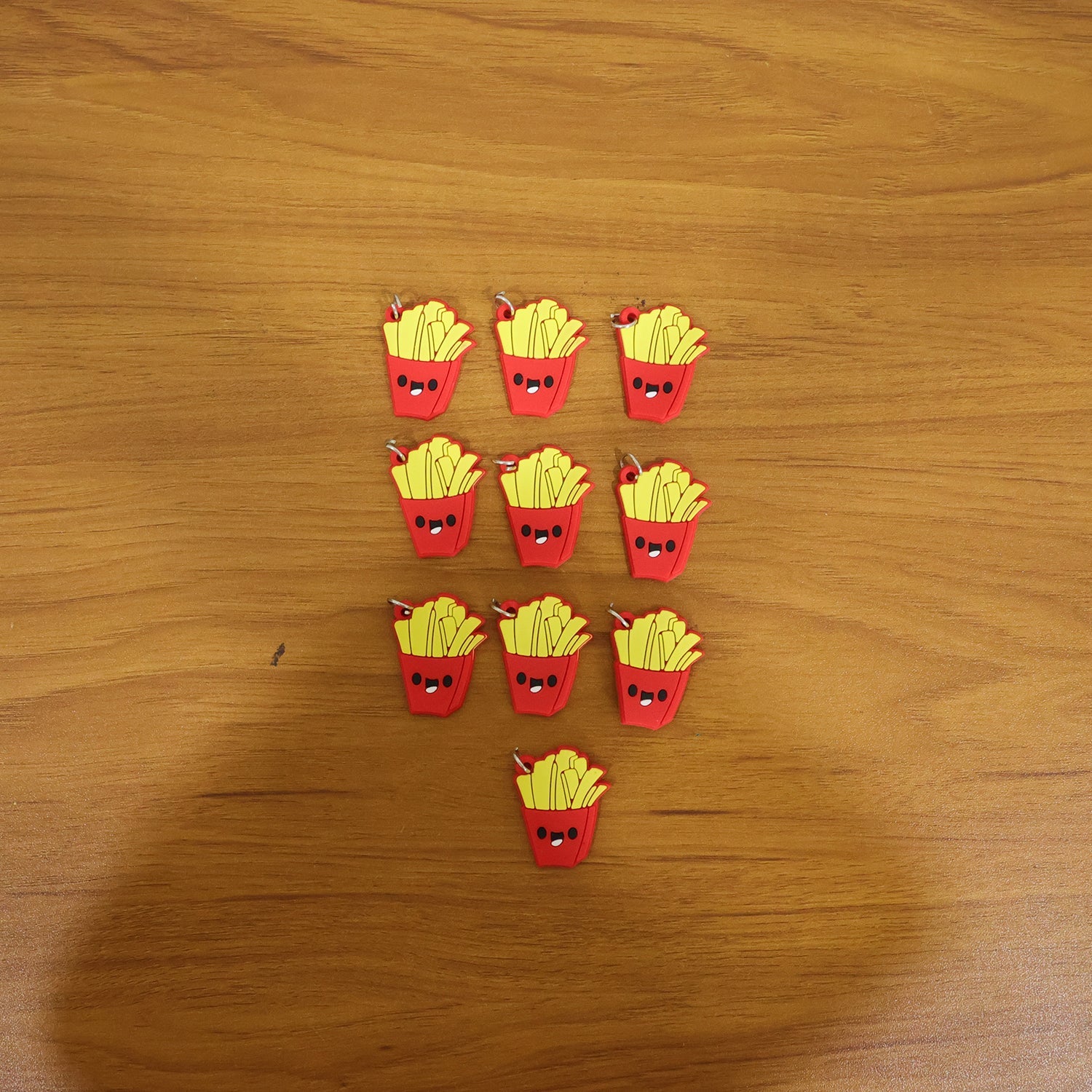 Cute French Fries Shap Bag Charm Keychain Set (10 Pc)