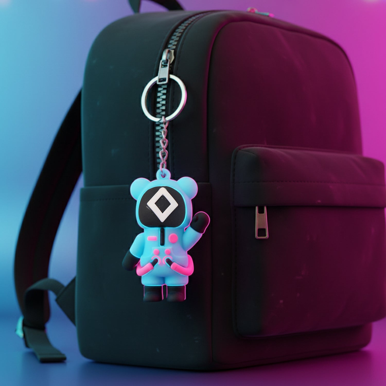 Flexible silicone cartoon keychain pendant
