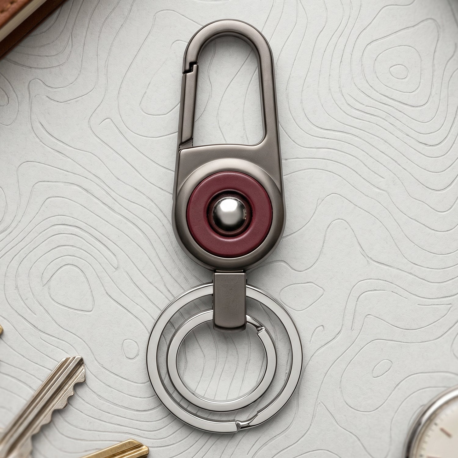 Premium Heavy Duty Metal Key Holder with Locking Carabiner Clip (1 Pc)