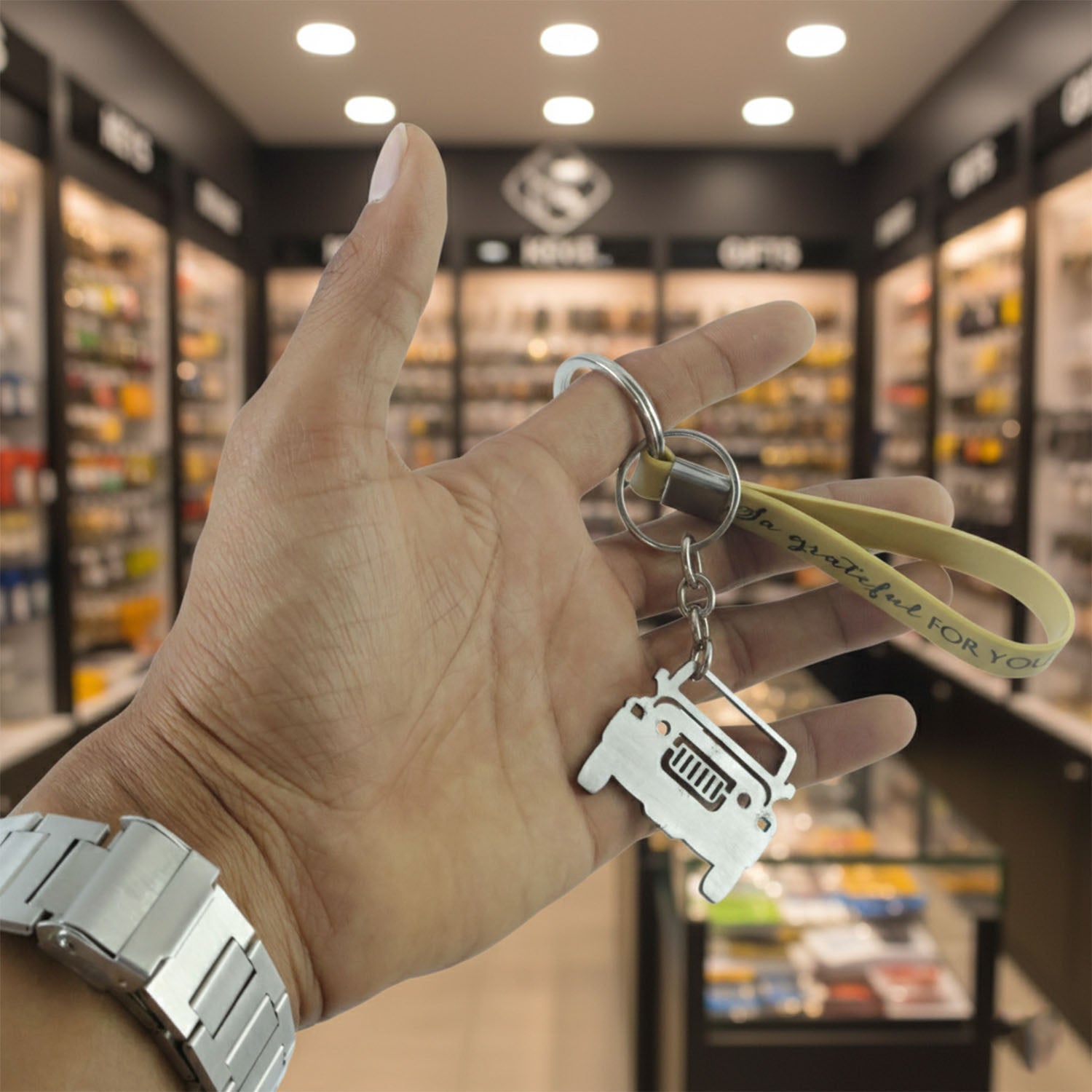 Stylish Car Keychain Set from Different Angles