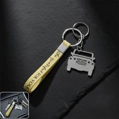 Stylish Metal Jeep-Shaped Car Keychain with Dual Keyrings