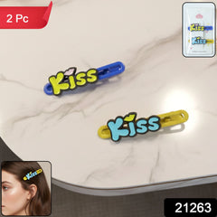 Cute “Kiss” Text Hair Clip Set (2 Pc)