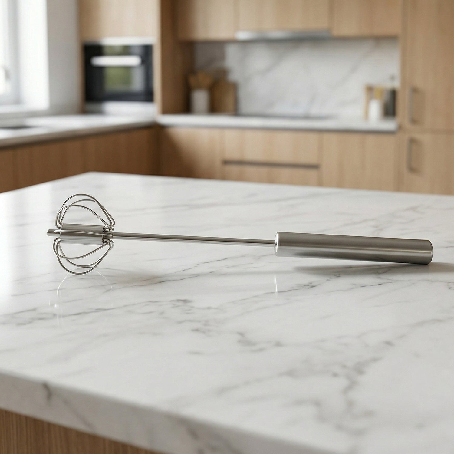 Stainless Steel Hand Push Rotary Whisk (1 Pc, 29 Cm)