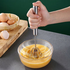 Stainless Steel Hand Push Rotary Whisk (1 Pc, 29 Cm)