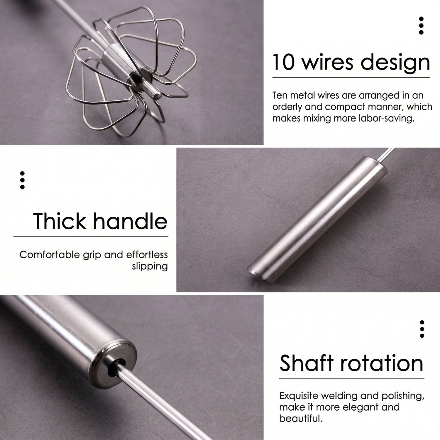 Stainless Steel Hand Push Rotary Whisk (1 Pc, 29 Cm)