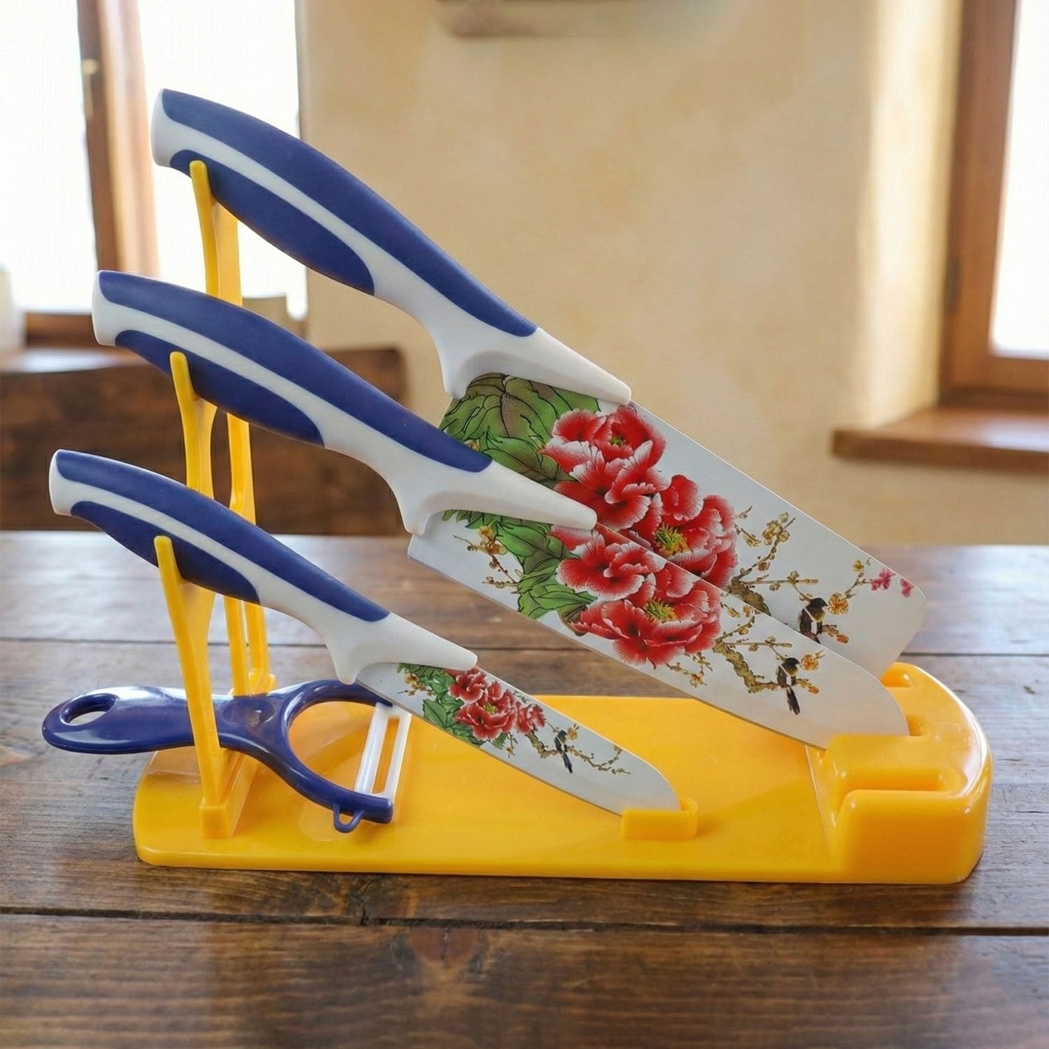Back view of Plastic Kitchen Knife Stand with sturdy base