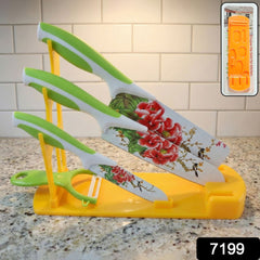 Side view of Plastic Kitchen Knife Stand holding knives