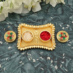 Elegant gold finish kumkum holder for religious rituals with compartments
