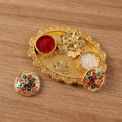 Decorative kumkum box suited for festive rituals