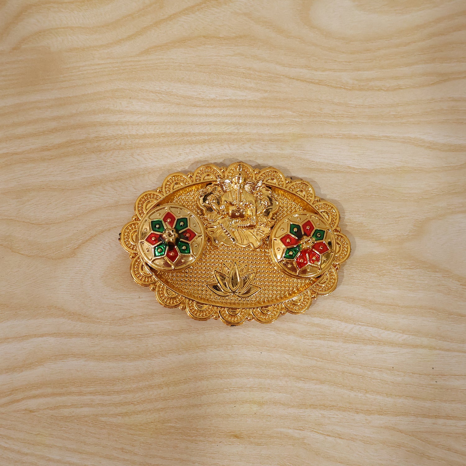 Beautiful golden Ganesh kumkum holder for auspicious occasions