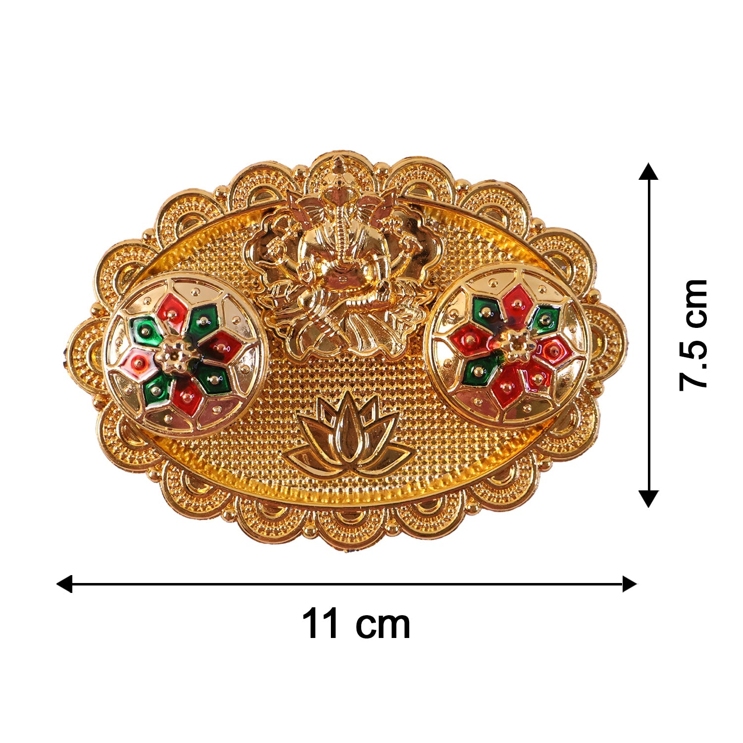 Compact golden kumkum holder ideal for pooja thali