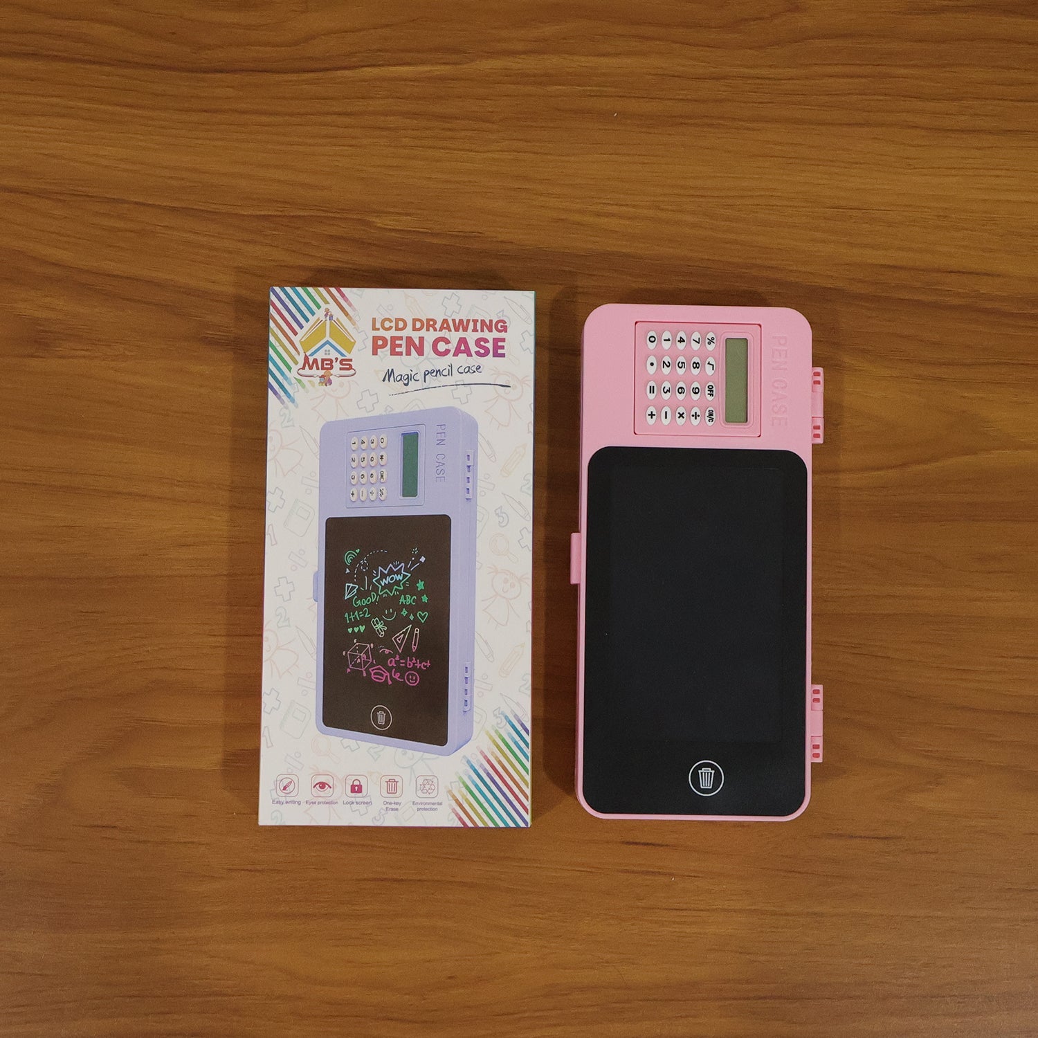 LCD Writing Tablet Pencil Case with Calculator 1 Pc