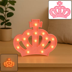 Pink crown LED night light, front view