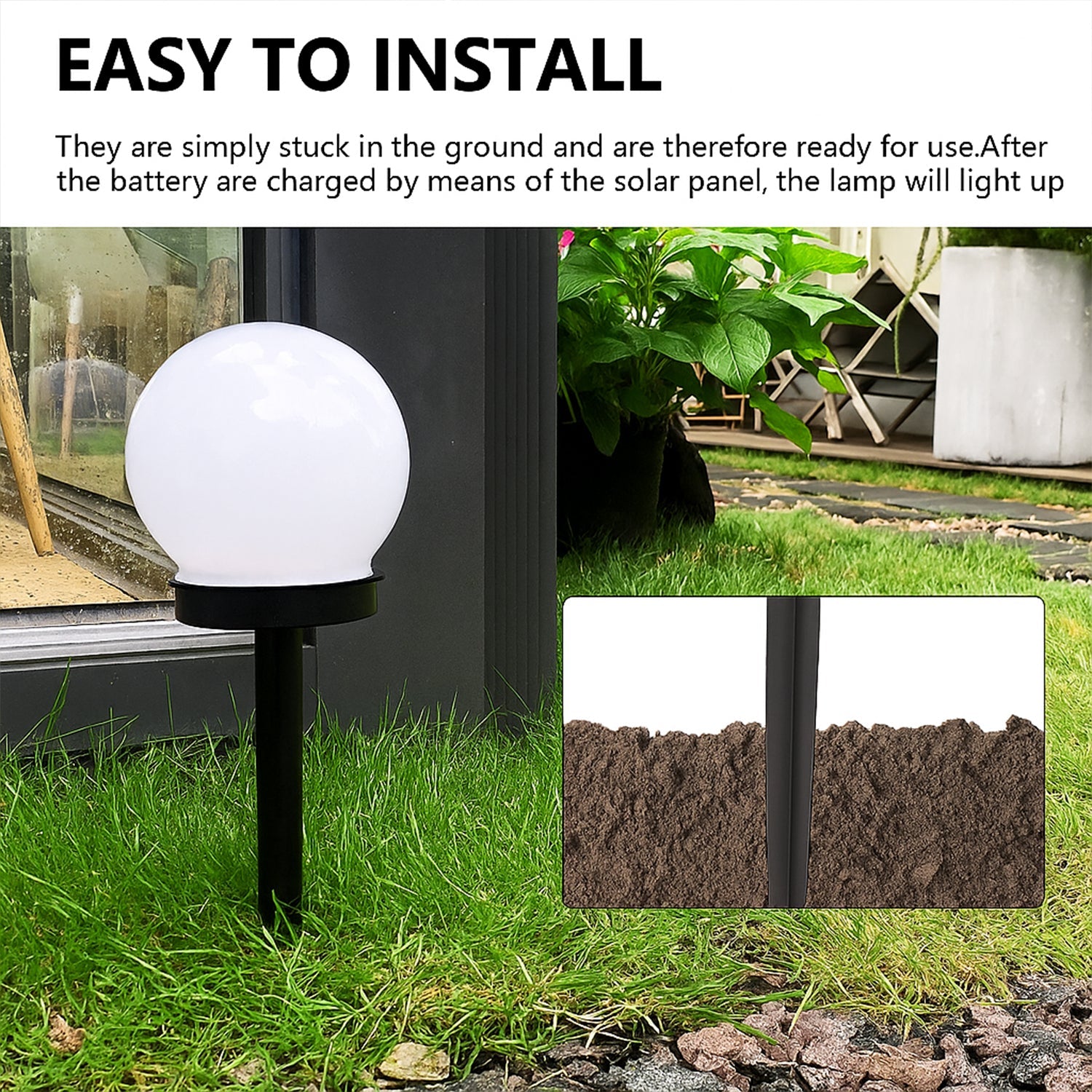 Solar-Powered LED Garden Globe Pathway Light (1 Pc)