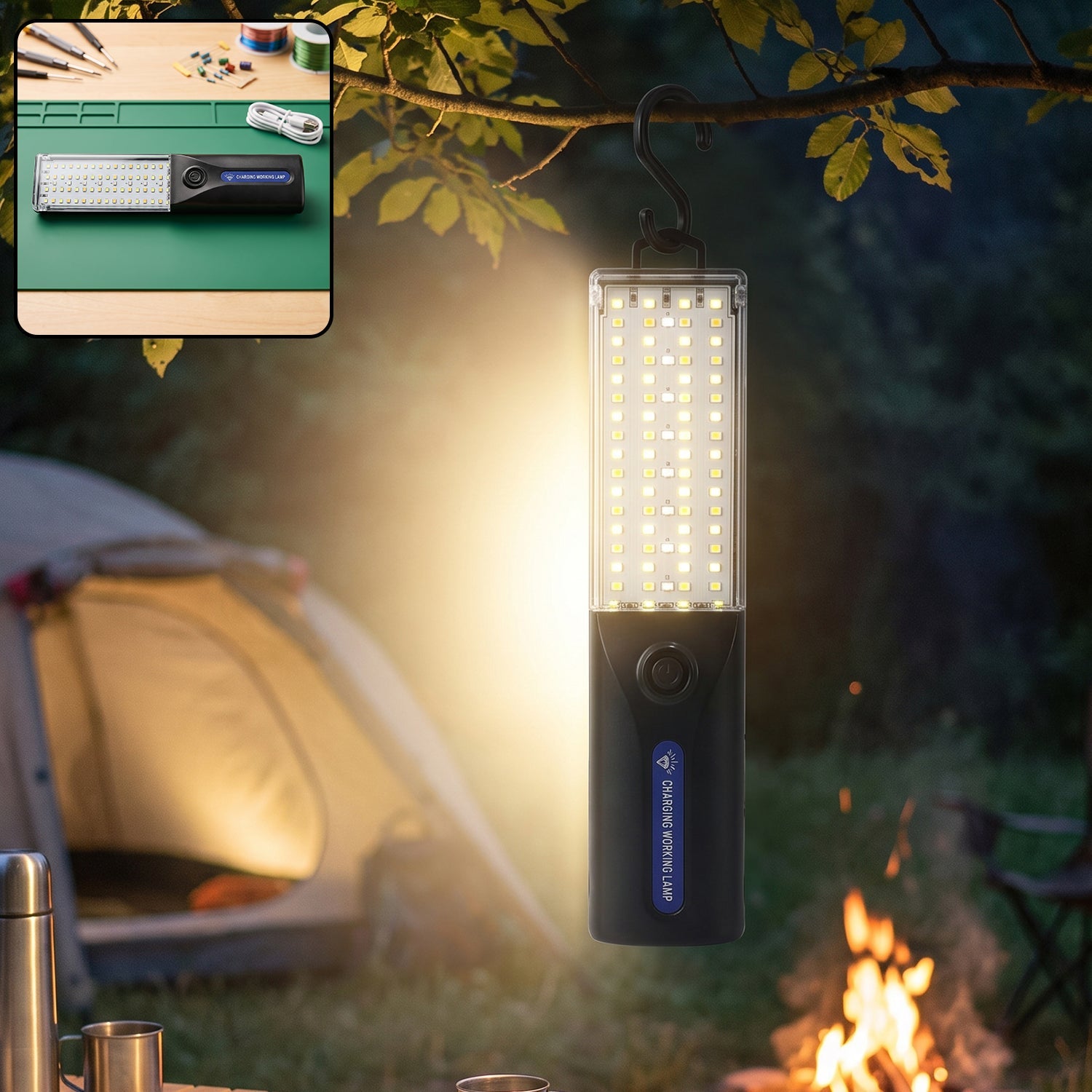 Portable LED work light with hook and magnet, 1 piece