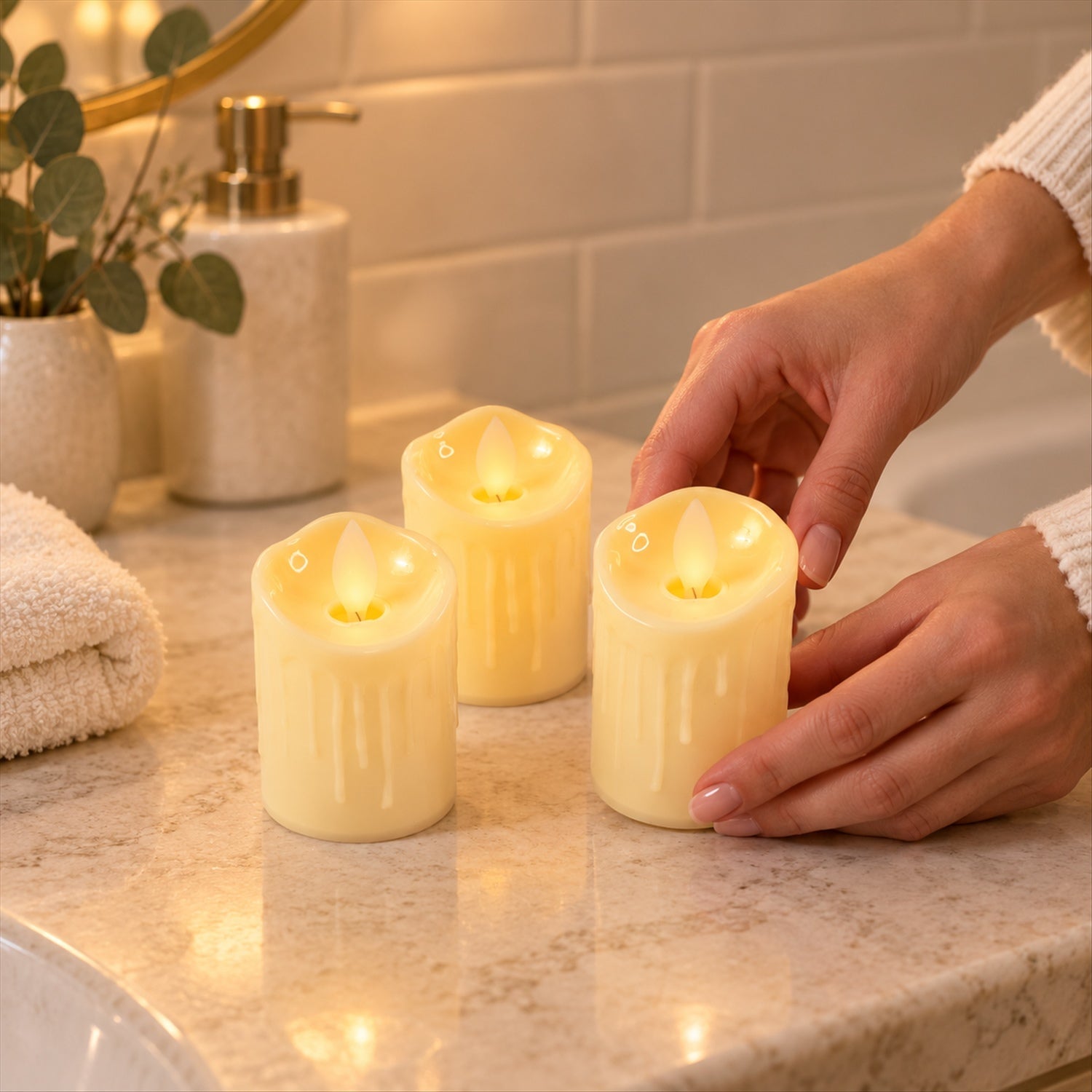 LED candle wax drip detail