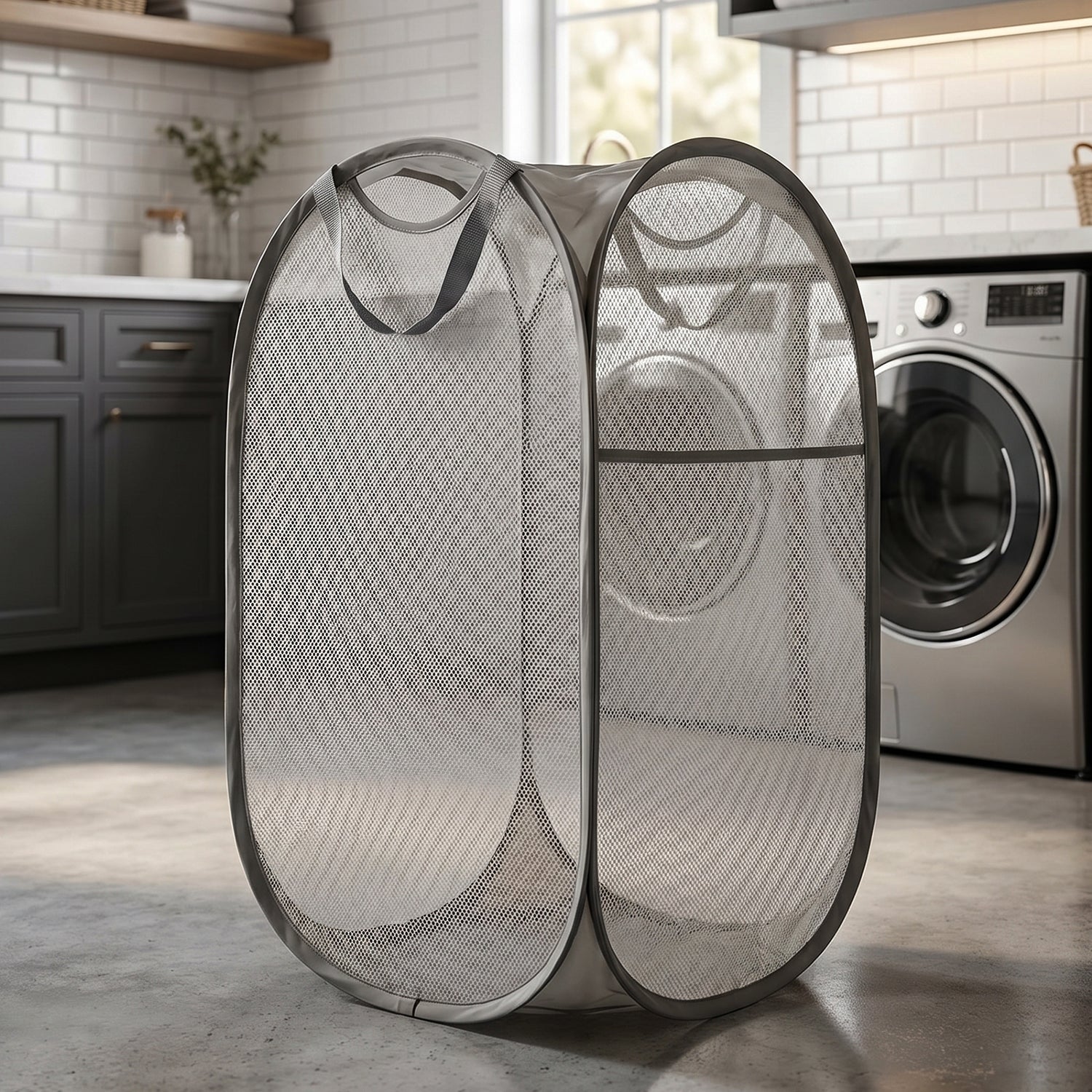 Foldable Mesh Laundry Basket Clothes Storage Bag (1 Pc, Mix Design & Size)