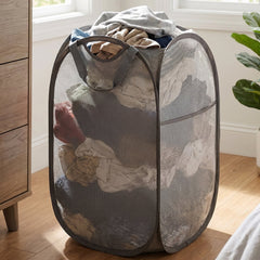 Foldable Mesh Laundry Basket Clothes Storage Bag (1 Pc, Mix Design & Size)