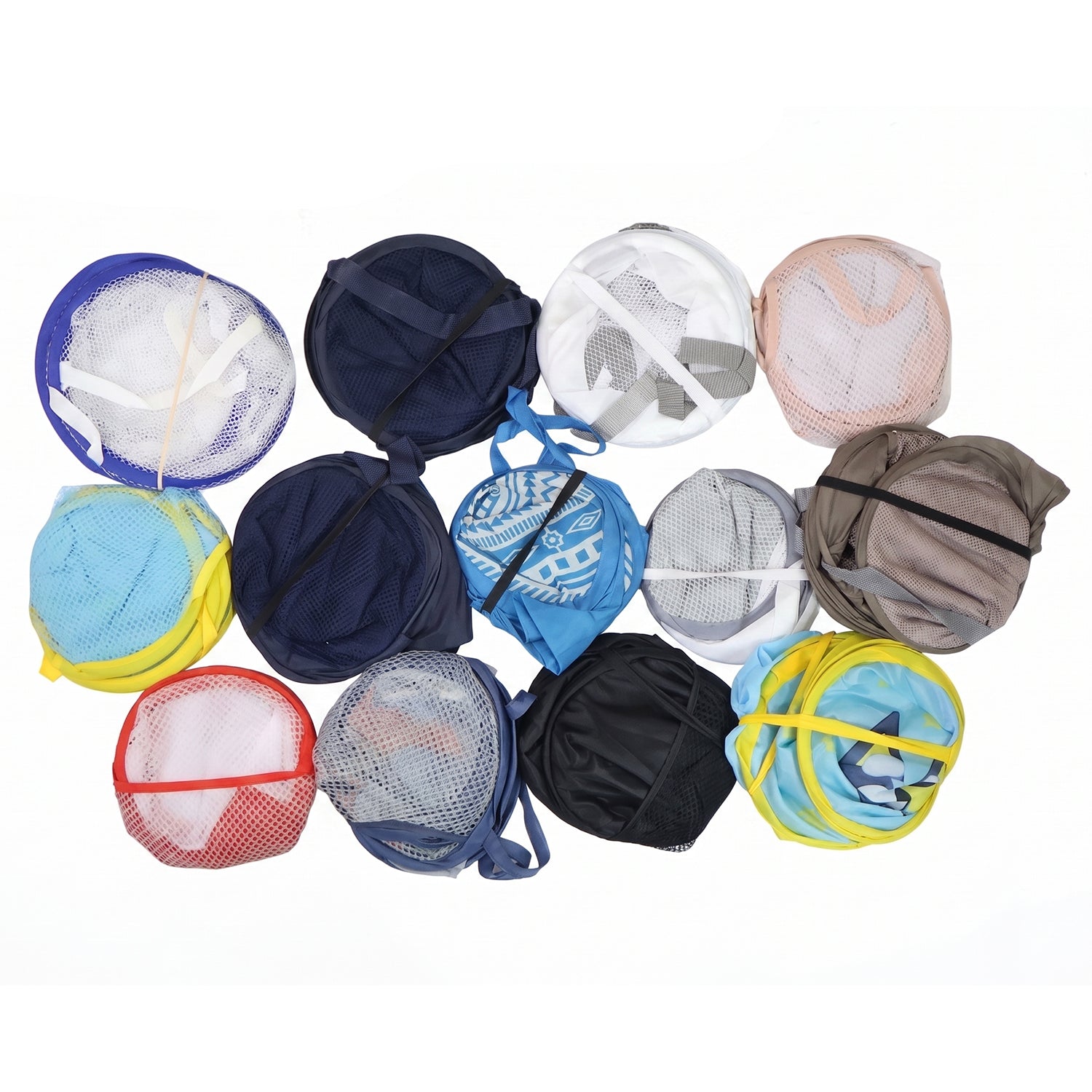 Foldable Mesh Laundry Basket Clothes Storage Bag (1 Pc, Mix Design & Size)