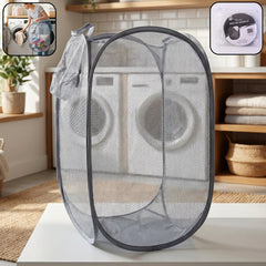 Grey foldable mesh laundry bag