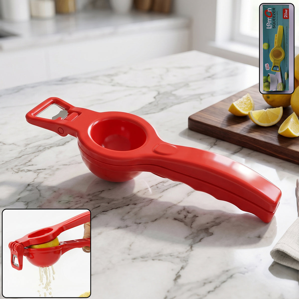 Kitchen 2 in 1 Unbreakable Lemon Squeezer and Bottle Opener (1 Pc)