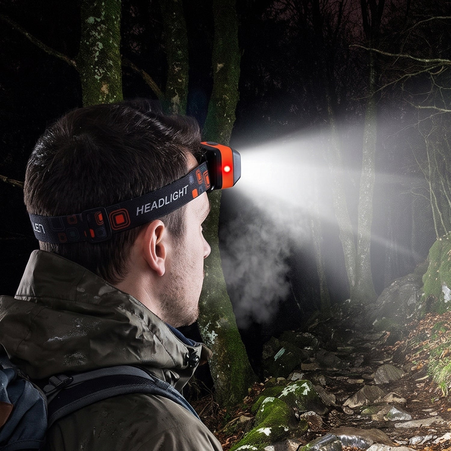 Headlamp worn while working in low light