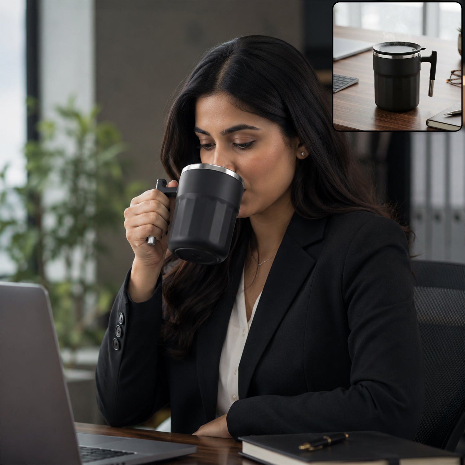 Apex compact coffee mug 300 ml in matte black