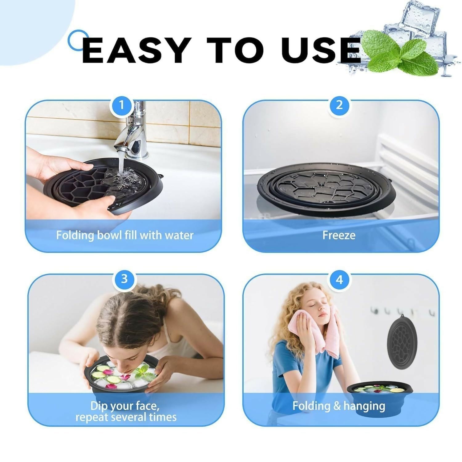 DeoDap Silicone Face Ice Bowl angled view