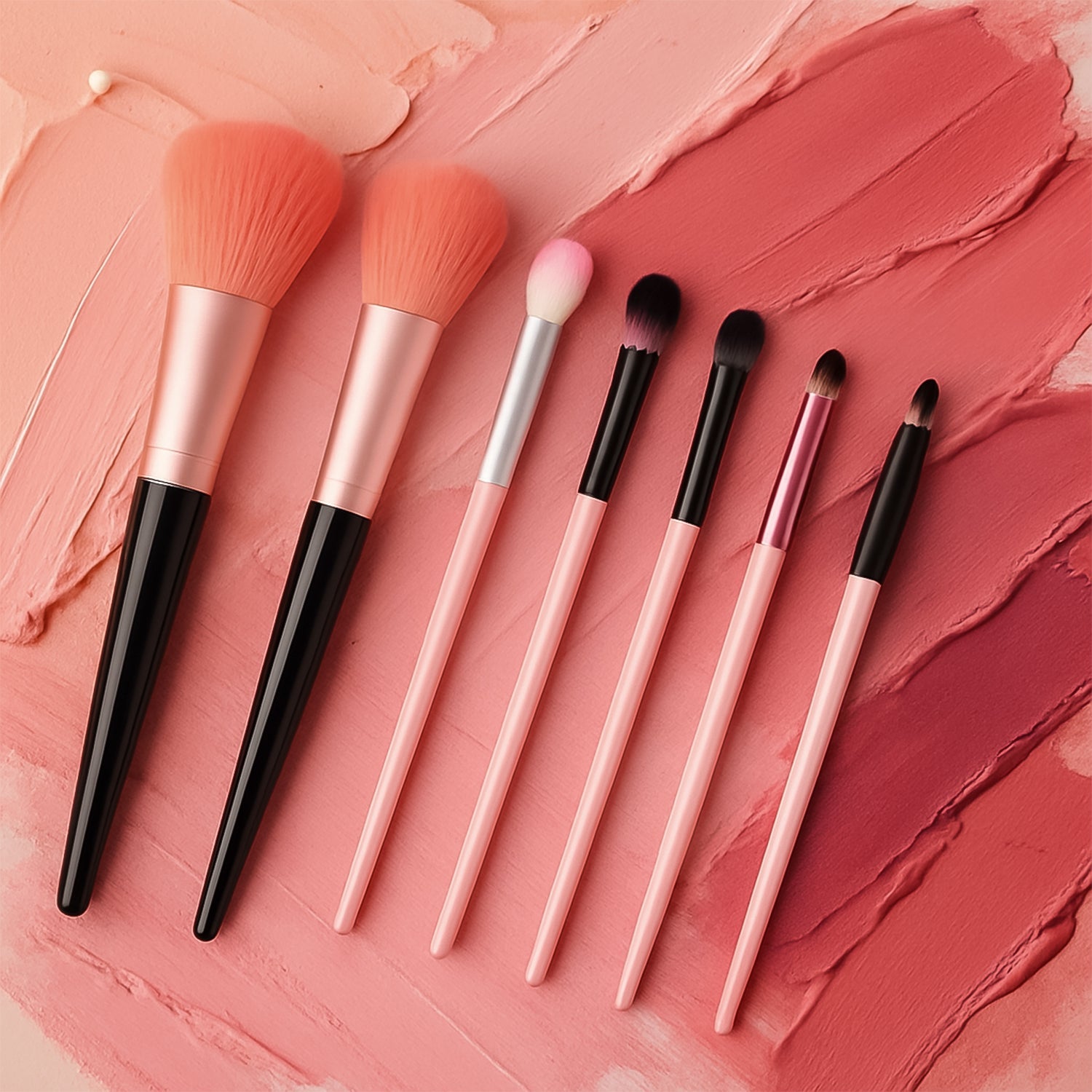 Soft synthetic makeup brush bristles close detail
