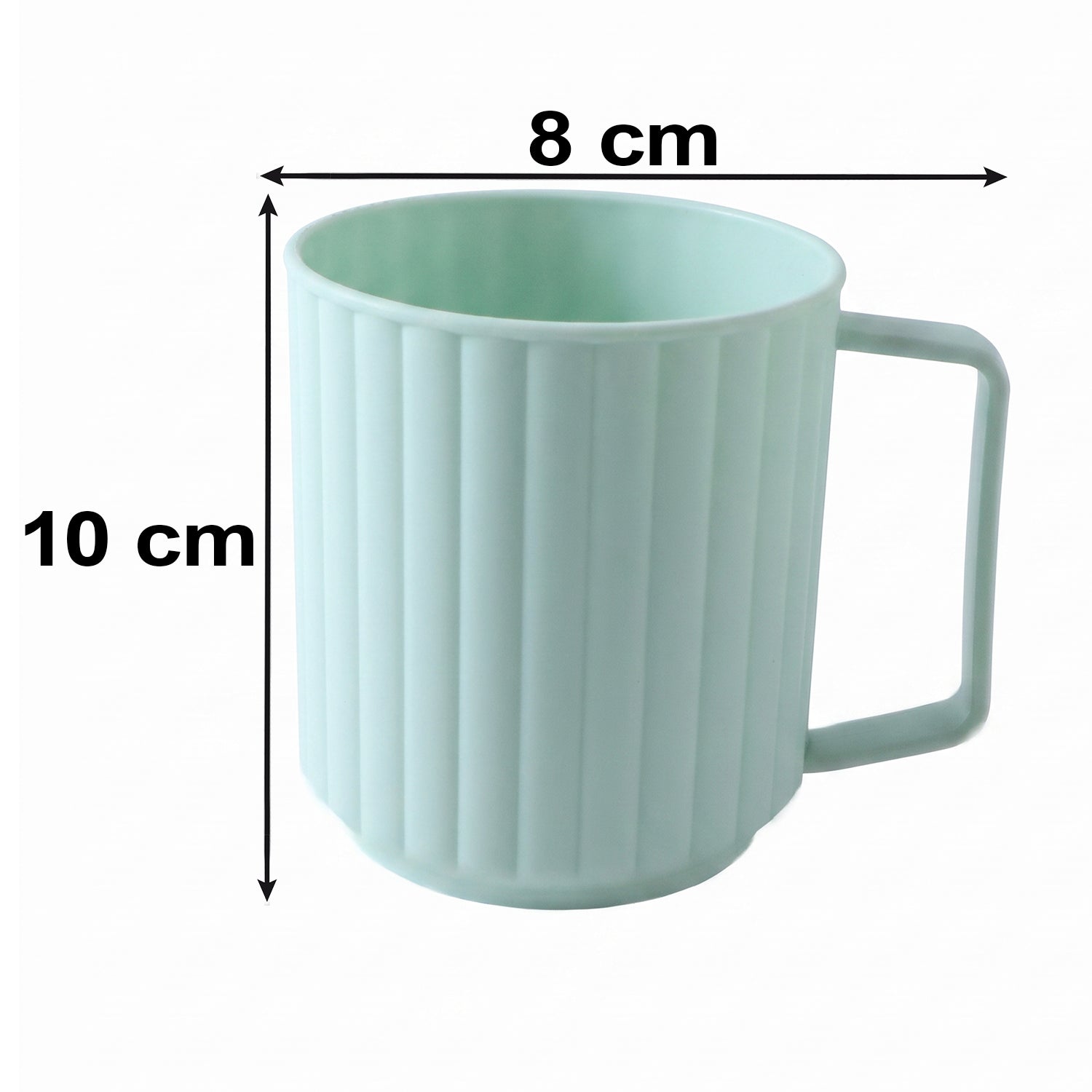 Plastic drinking mug capacity and size details