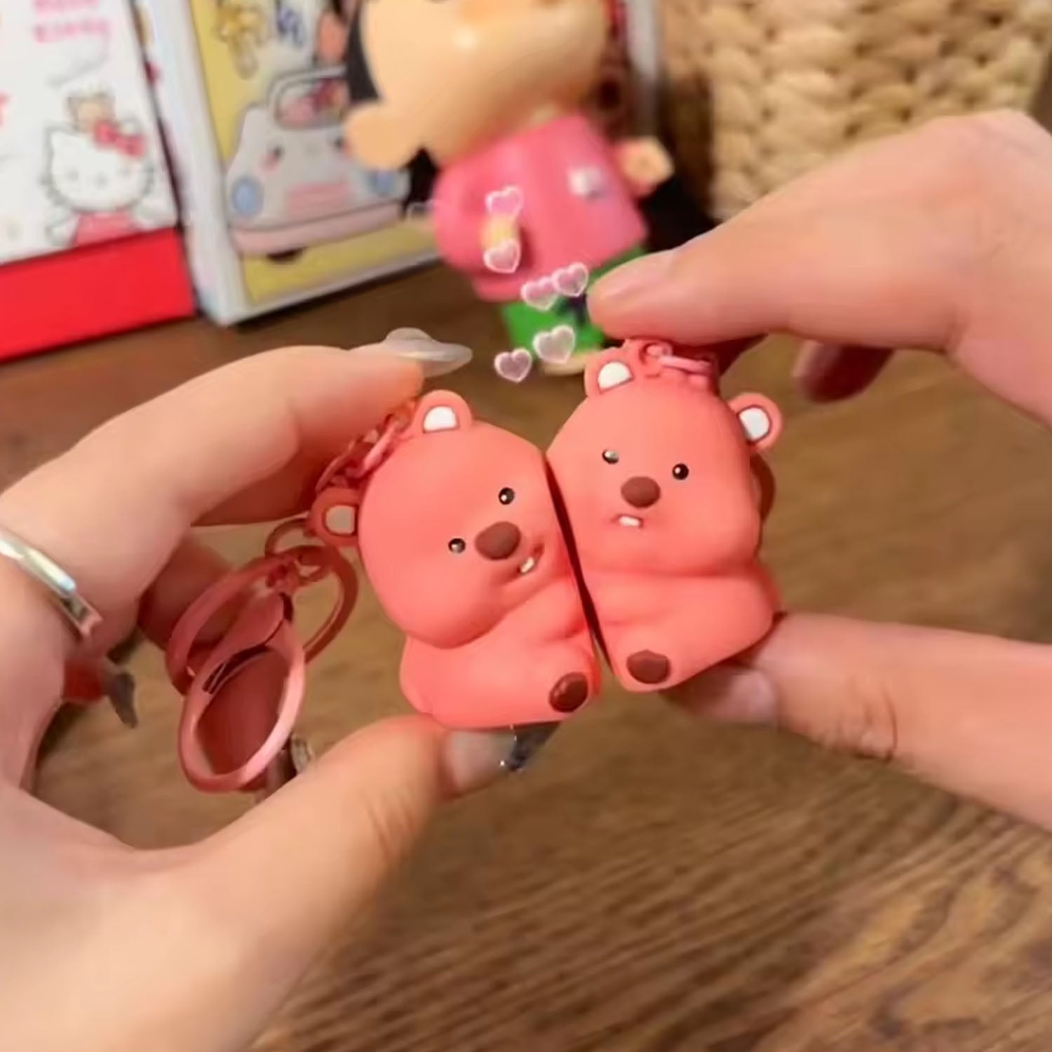 Cute Couple Bear Shape 2-in-1 Keychain Set (2 Pieces Set)