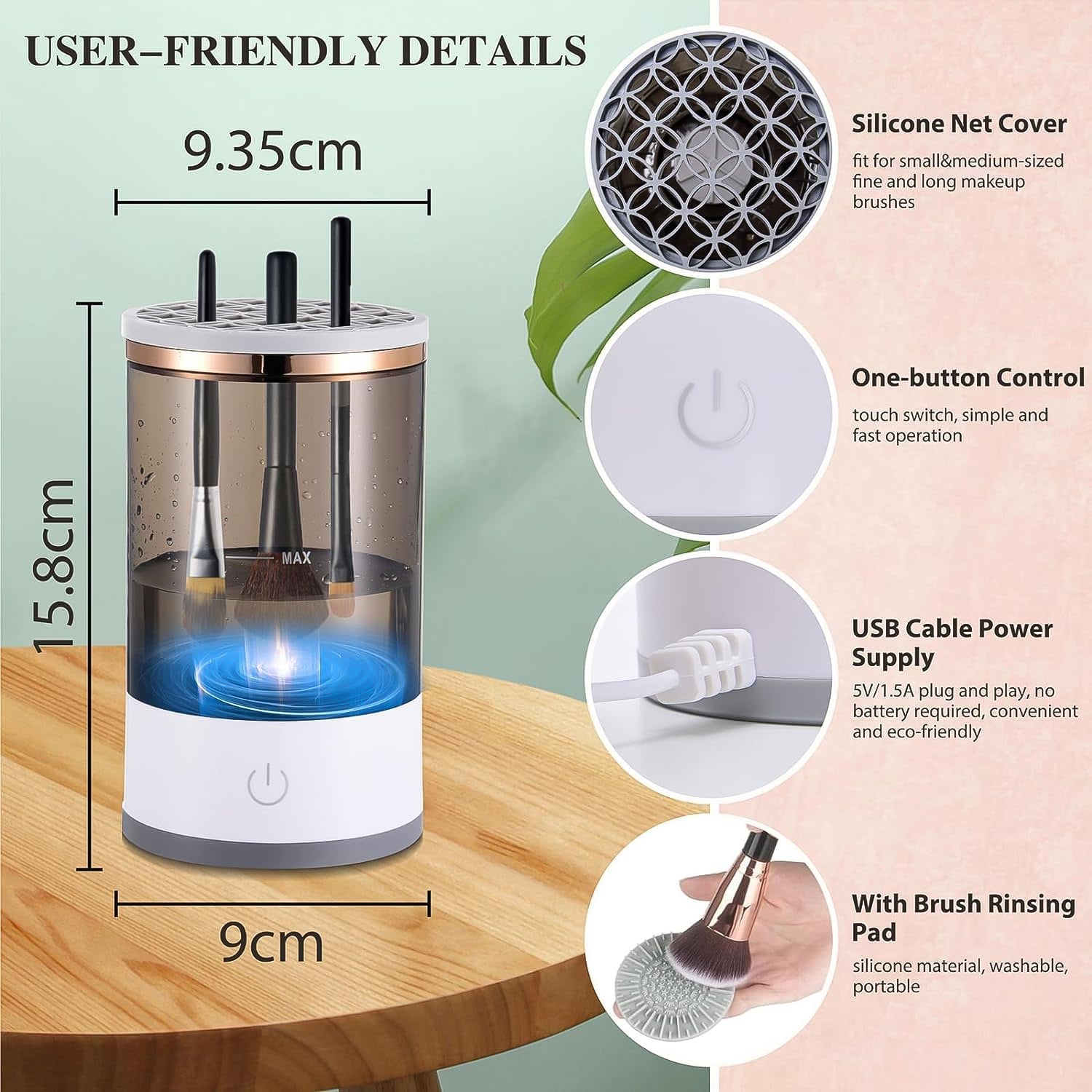 Electric Makeup Brush Cleaner and Dryer – Automatic USB Rechargeable Brush Washing Machine