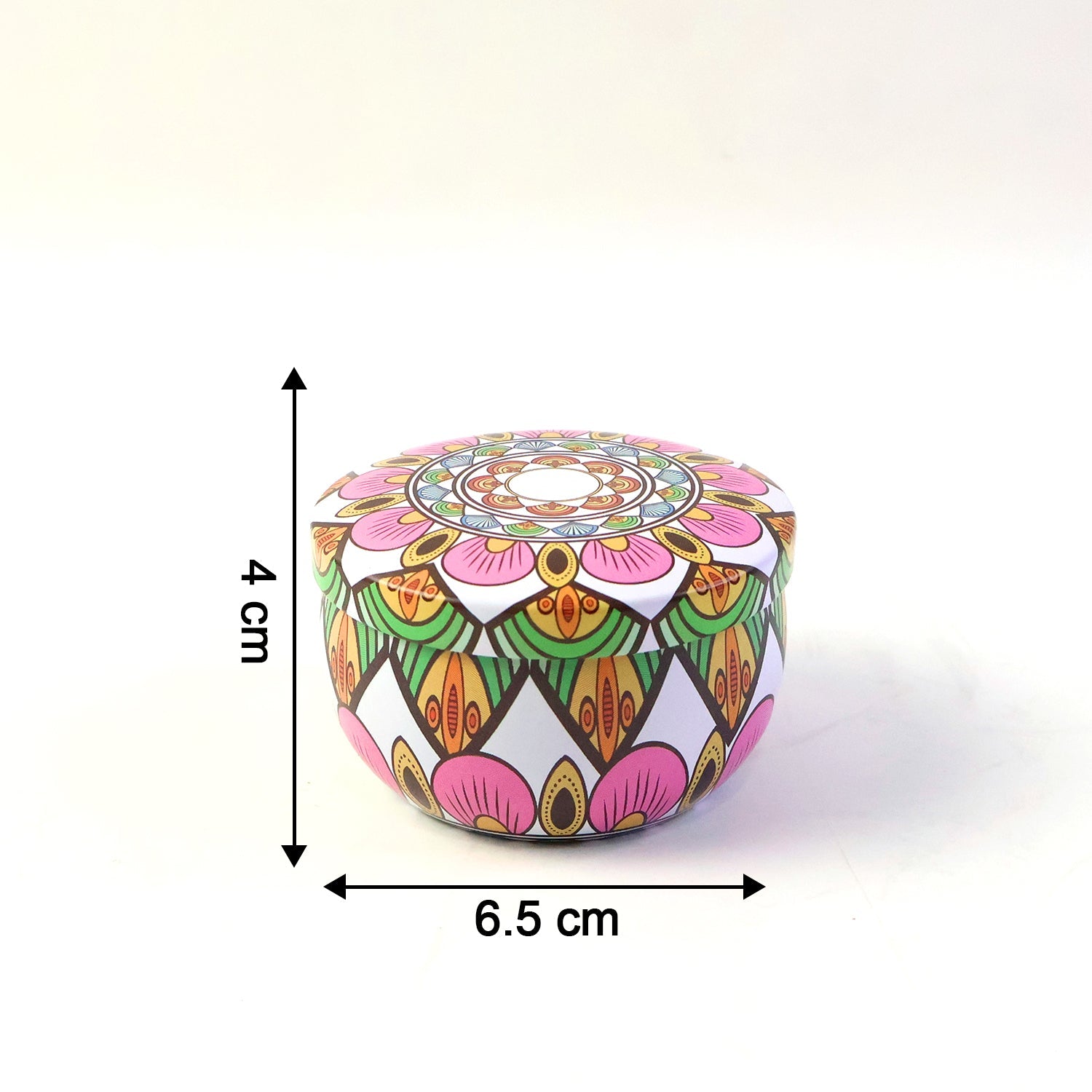 Premium Decorative Mandala Printed Metal Candle Container (1 Pc)