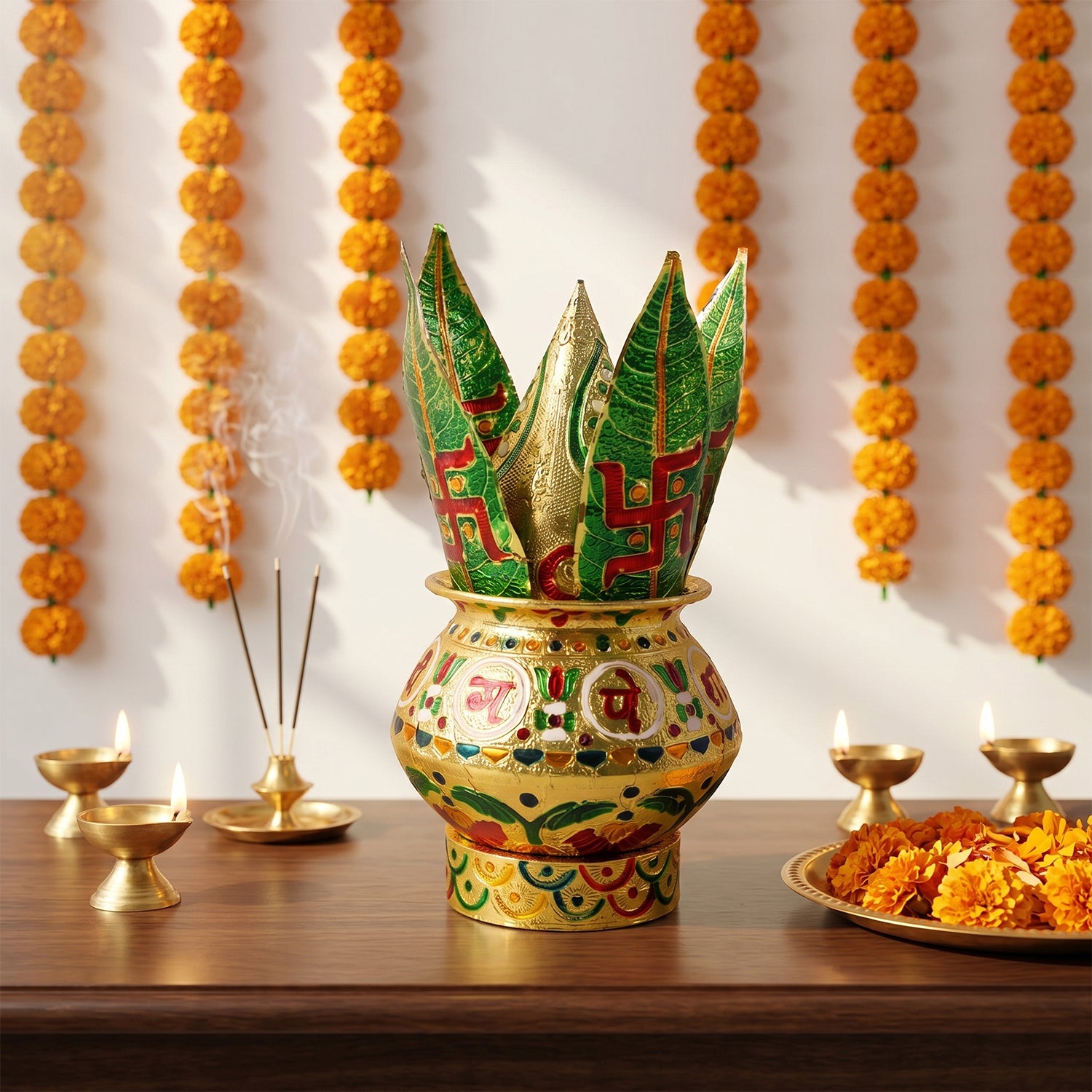 Traditional Decorative Pooja Kalash (1 Set)
