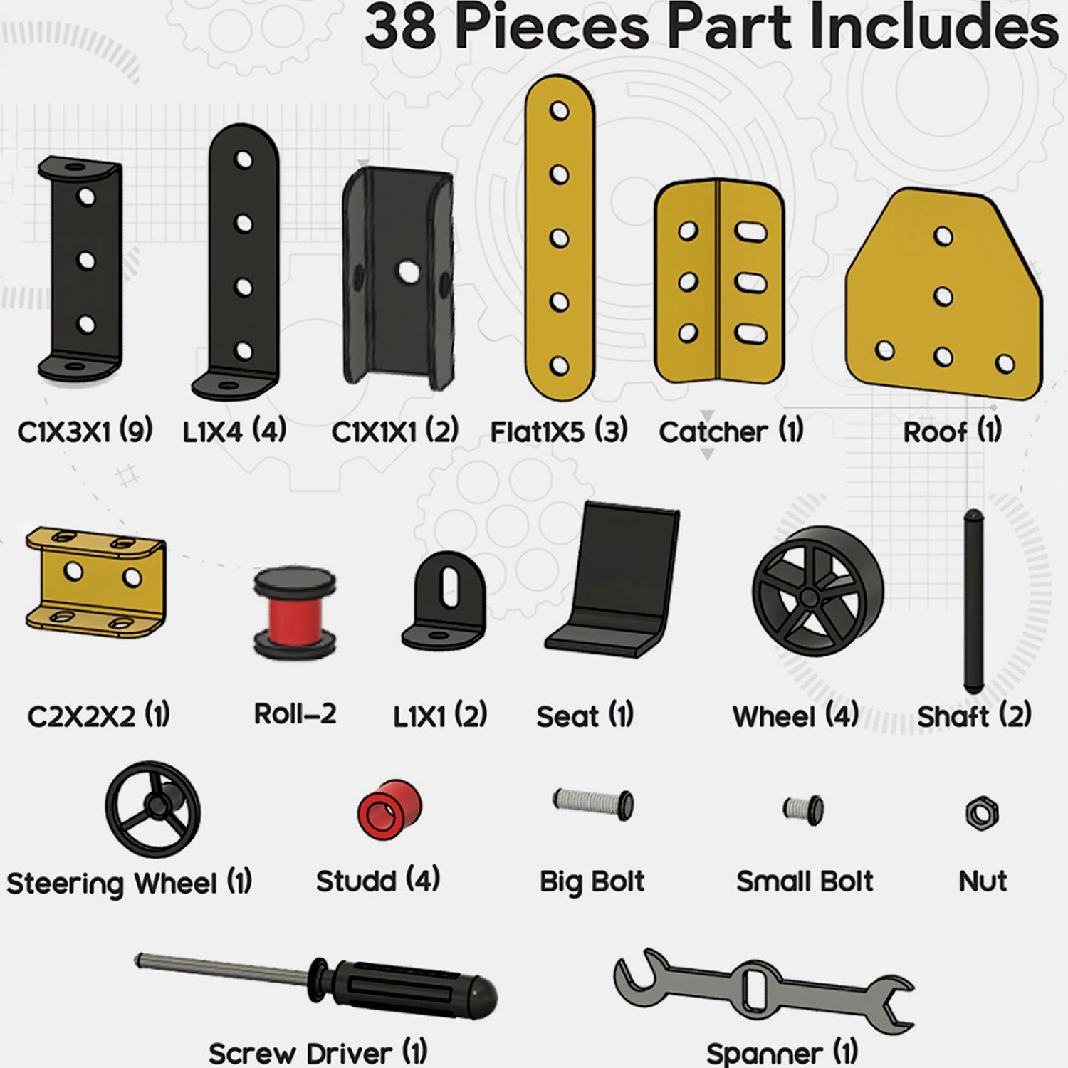 Aditi Mecha Racer kit pieces and assembled mechanical models